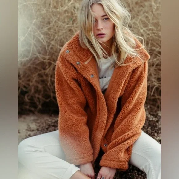 Billabong Cozy Days Sherpa Jacket Toffee Small - Picture 7 of 7